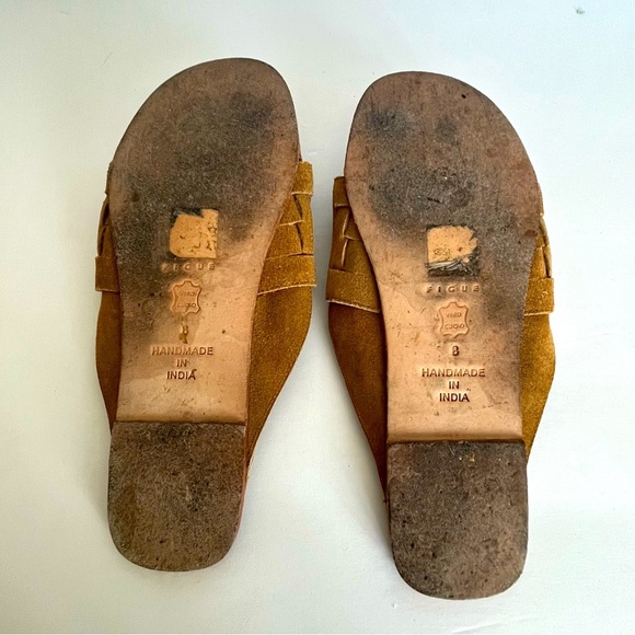 Figue Women’s Slide Sandals 8 Suede Pompoms Sequins Italy Very Unique High End - Picture 12 of 13